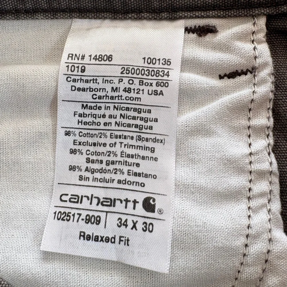 Carhartt 102517 Relaxed Fit Canvas Pants Dark Coffee Brown 34x30 Skater Gorpcore